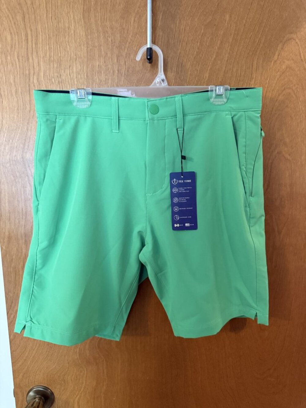 Tee Time Golf Shorts Men's Size 32 Bright Green Lightweight Stretch UPF NWT